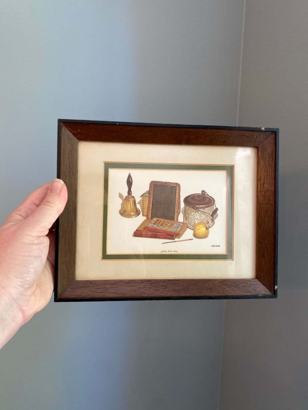 Vintage Framed "Golden Rule Days" By C. Don Ensor 9"x7" Rustic Wooden Frame